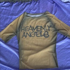 Heavenly Angels Sheer Top in Olive and Black